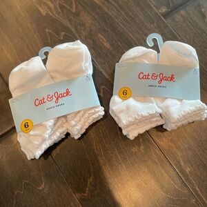 Cat & Jack Girl’s White Ankle Socks - Two 6 Packs